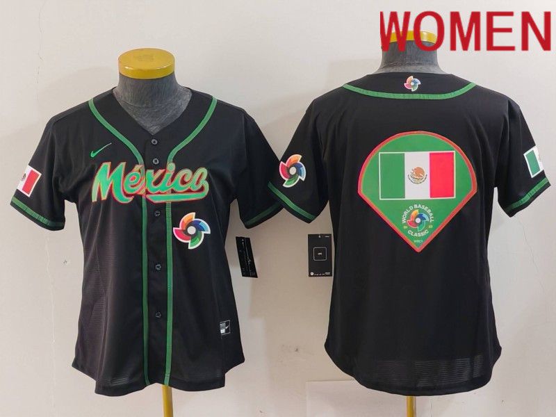 Women 2024 World Cub Mexico Blank Black Nike MLB Jersey style 14